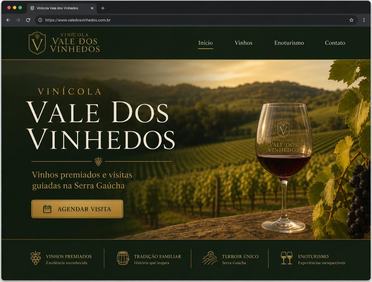 Site para vinícola e enoturismo